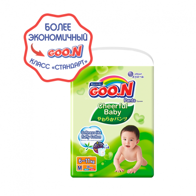 Подгузники-трусики GooN M Cheerful Baby 6-11 кг M 58 шт